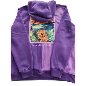 Rebel Minds Mens Teddy Bear Scream Art Colorblock Hoodie Purple 2XL